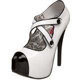 Fekete Fehér 14,5 cm Burlesque TEEZE-23 női cipők magassarkű