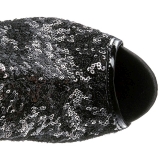 Fekete Flitterekkel 15 cm PLEASER BLONDIE-R-3011 Platform Magassarkú Combcsizma