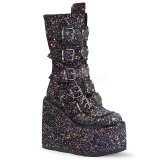 Fekete Glitter 14 cm SWING-230G cyberpunk csizma platformos