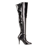 Fekete Lakk 10,5 cm VANITY-3010 Overknee Combcsizma Magassarkú