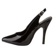 Fekete Lakk 13 cm SEDUCE-317 slingback körömcipők Lapos