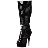 Fekete Lakk 15 cm DELIGHT-600-49 női gladiátor csizma magassarkú