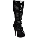 Fekete Lakk 15 cm DELIGHT-600-49 női gladiátor csizma magassarkú