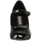 Fekete Lakk 5 cm SCHOOLGIRL-50 iskoláslány tömbsarkú cipő pántos