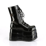 Fekete Lakkbőr 11,5 cm BEAR-265 Demonia Bokacsizma Platform