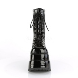 Fekete Lakkbőr 11,5 cm BEAR-265 Demonia Bokacsizma Platform