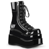 Fekete Lakkbőr 11,5 cm BEAR-265 DemoniaCult Bokacsizma Platform