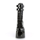 Fekete Lakkbőr 13 cm CAMEL-250 Demonia Bokacsizma Platform