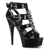 Fekete Lakkbőr 15 cm DELIGHT-658 pleaser cipők a magassarkú