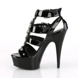 Fekete Lakkbőr 15 cm DELIGHT-658 pleaser cipők a magassarkú