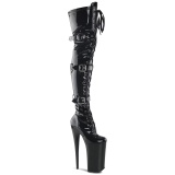 Fekete Lakkbőr 25,5 cm BEYOND-3028 platform pleaser combcsizma