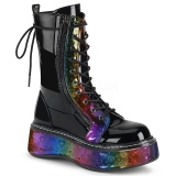 Fekete Lakkbőr 5 cm EMILY-350 DemoniaCult Bokacsizma Platform