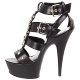 Fekete Műbőr 15 cm DELIGHT-658 pleaser cipők a magassarkú