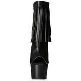 Fekete Műbőr 18 cm ADORE-1019 női rojtos magassarkű bokacsizma