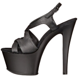 Fekete Műbőr 18 cm Pleaser SKY-330 Magassarkú Platform