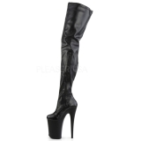 Fekete Műbőr 23 cm PLEASER INFINITY-4000 Platform Magassarkú Combcsizma