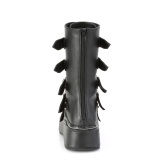 Fekete Műbőr 5 cm EMILY-330 női csatos csizma magassarkű