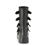 Fekete Műbőr 5 cm EMILY-330 női csatos csizma magassarkú