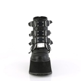 Fekete Műbőr 9 cm DAMNED-105 Bokacsizma Csatos