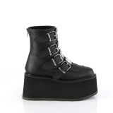Fekete Műbőr 9 cm DAMNED-105 Bokacsizma Csatos