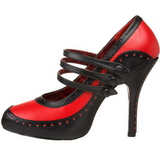 Fekete Piros 11,5 cm rockabilly TEMPT-10 női cipők magassarkű
