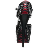 Fekete Piros 15 cm DELIGHT-660FH Fűző Magassarkú Cipők