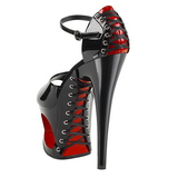 Fekete Piros 18 cm MOON-760FH Fűző Magassarkú Cipők