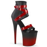 Fekete Piros 20 cm FLAMINGO-800-15 Platform cipők a magassarkú