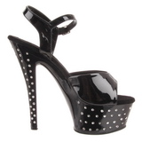 Fekete Strasszköves 15 cm STARDUST-609 női cipők magassarkű