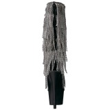 Fekete Strasszköves 18 cm ADORE-2024RSF női rojtos csizma magassarkű