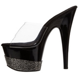 Fekete Strasszköves 18 cm Pleaser ADORE-701-3 Platform Papucs