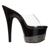 Fekete Strasszköves 18 cm Pleaser ADORE-701-3 Platform Papucs