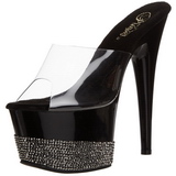 Fekete Strasszköves 18 cm Pleaser ADORE-701-3 Platform Papucs