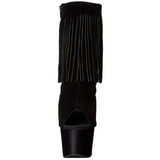 Fekete Szarvasbőr 18 cm ADORE-1019 női rojtos magassarkú bokacsizma