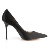 Fekete Szatén 10 cm CLASSIQUE-20 nagy méretek stilettos cipők
