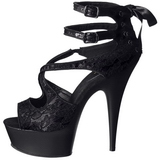 Fekete Szatén 15 cm Pleaser DELIGHT-678LC Magassarkú Platform