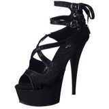 Fekete Szatén 15 cm Pleaser DELIGHT-678LC Magassarkú Platform