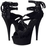 Fekete Szatén 15 cm Pleaser DELIGHT-678LC Magassarkú Platform