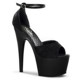 Fekete Szatén 18 cm Pleaser ADORE-768 Magassarkú Platform