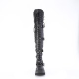 Fekete Vegan 11,5 cm SHAKER-420 fűzős combcsizma