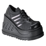 Fekete Vegan 12 cm STOMP-08 Gótikus Bokacsizma Éktalpú Platform