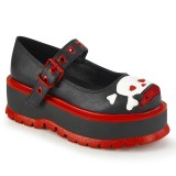 Fekete Vegan 5 cm DemoniaCult SLACKER-27 platform mary jane körömcipők