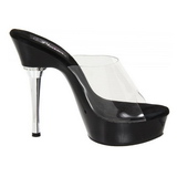 Fekete Átlátszó 14 cm Pleaser ALLURE-601 Platform Papucs