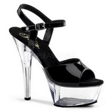 Fekete Átlátszó 15 cm Pleaser KISS-209 Magassarkú Platform