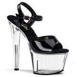 Fekete Átlátszó 18 cm Pleaser SKY-309 Magassarkú Platform