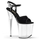 Fekete Átlátszó 20 cm Pleaser FLAMINGO-809 Magassarkú Platform