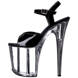 Fekete Átlátszó 20 cm Pleaser FLAMINGO-809 Magassarkú Platform