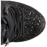 Fekete csillámos 18 cm ADORE-1020G női platform bokacsizma