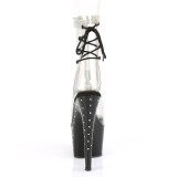 Fekete csillámos 18 cm STARDUST-1018C-2RS rúdtánc bokacsizma platform