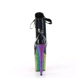 Fekete glitter 20 cm FLAMINGO-1020HG rúdtánc cipő - platform bokacsizma